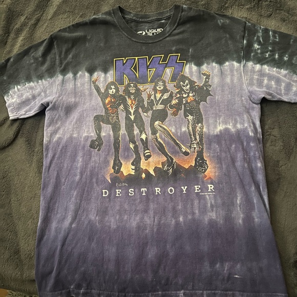 VINTAGE KISS T SHIRT PURPLE AND BLACK SIZE LARGE - Picture 2 of 7